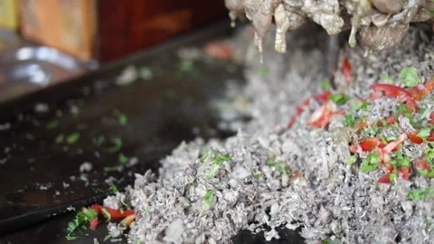 Minced Chicken for Shawarma Stock Footage 132582402