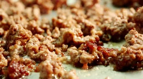 Minced meat being fried (section) Video stock 24673290