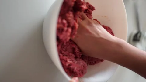 Minced meat with hands FUL HD Stock Footage 244859116
