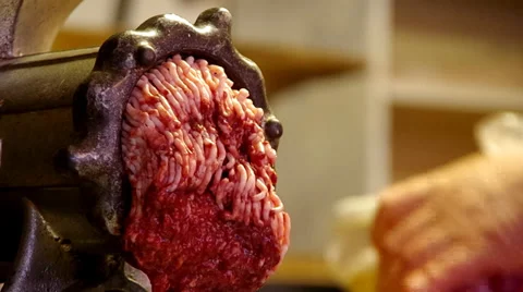 Minced meat in a mincer Stock Footage 35526675