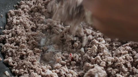 Minced meat in the pan Stock Footage 56080611