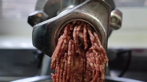 Minced meat twisted in meat grinder. Stock Footage 144099754