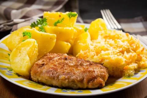 Minced pork cutlet. Stock Photos