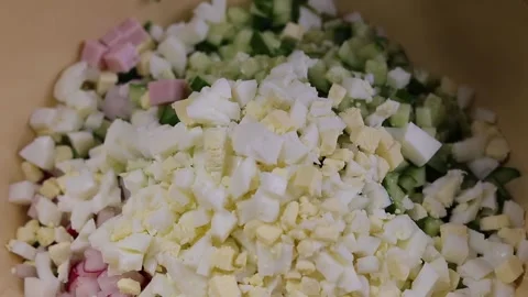Minced sausage for salad Stock Footage 130621702