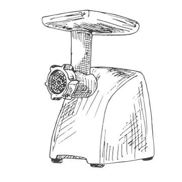 Mincer isolated on white background. Vector illustration of a sketch style. Stock Illustration