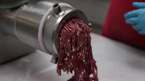 Mincing beef in a meat grinder. Stock Footage 301150855