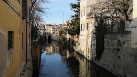 Mincio river that crosses Mantova called rio Italia Stock Footage 101710005