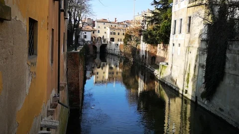 Mincio river that crosses Mantova called rio Italia Stock Footage 101710030
