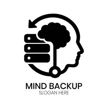 Mind Backup Logo Design with Brain Icon and Cloud Server Stock Illustration