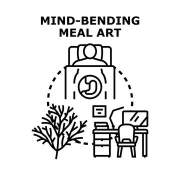 Mind bending meal art concept illustration Stock Illustration