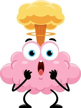 Mind Blown Brain Cartoon Character With Exploding Stock Illustration