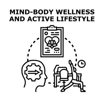 Mind body wellness and active lifestyle integration concept Stock Illustration