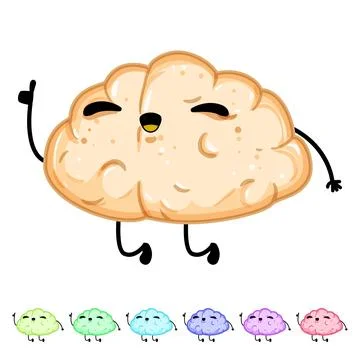 Mind brain character cartoon vector graphic Stock Illustration