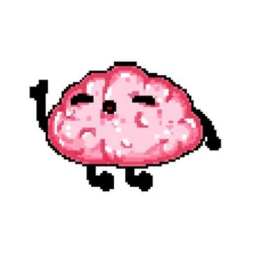 Mind brain character pixel art vector illustration Stock Illustration
