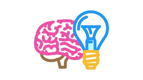 Mind brain human color icon animation Stock Footage 327271680