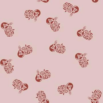 Mind brain human glyph vector seamless pattern Stock Illustration