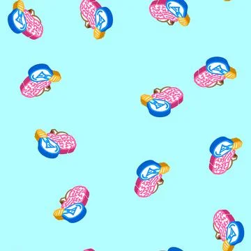 Mind brain human isometric icon seamless pattern 库存插图