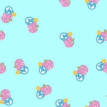 Mind brain human vector seamless pattern 库存插图