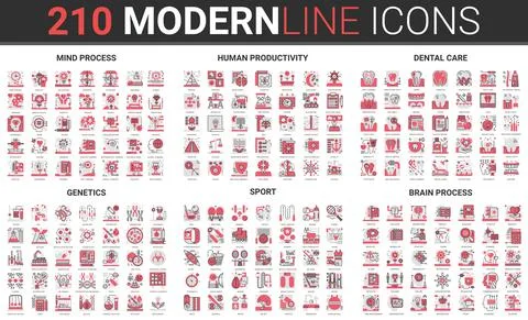 Mind brain process of human productivity, dental care, genetics and sport icon Illustrazione stock