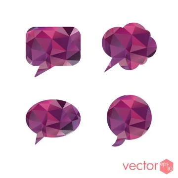 Mind cloud with a polygonal pattern purple set of icons Stock Illustration