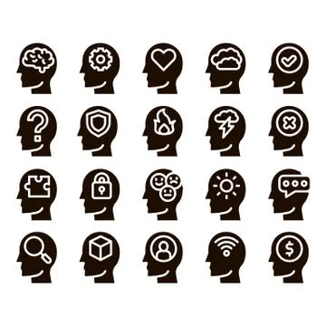 Mind Collection Elements Signs Vector Icons Set Stock Illustration
