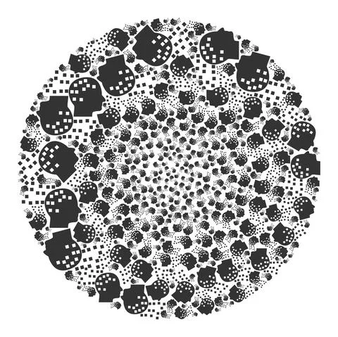 Mind Compilation Icon Spheric Cluster Mosaic Illustrazione stock