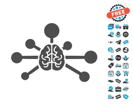 Mind Control Links Flat Icon with free bonus elements Stockillustratie