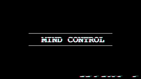 Mind Control text with glitch effect and chromatic aberration on black Stock Footage 346530513