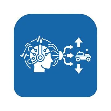 Mind control vehicle interface showing brain signals directing robotic rove.. 库存插图