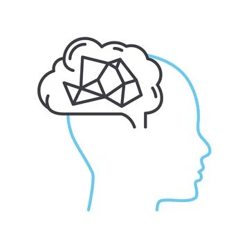 Mind digitization line icon, outline symbol, vector illustration, concept sign Stock Illustration