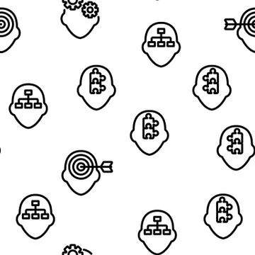 Mind Elements Vector Seamless Pattern Illustrazione stock