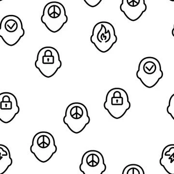 Mind Elements Vector Seamless Pattern Illustrazione stock
