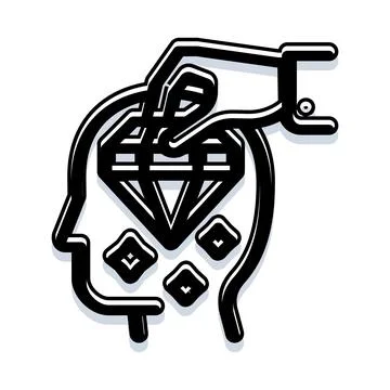 Mind extracting diamond value from creative thinking idea Stock Illustration