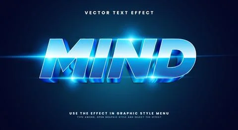 Mind futuristic Style 3D editable text effect Template Illustrazione stock