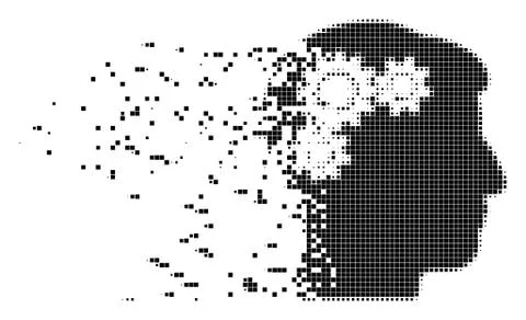 Mind Gear Rotation Destructed Pixel Icon Illustrazione stock