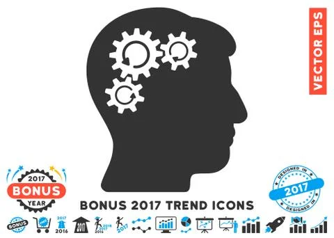 Mind Gear Rotation Flat Icon With 2017 Bonus Trend 스톡 일러스트