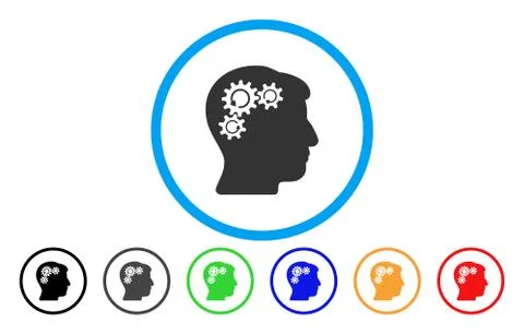 Mind Gear Rotation Rounded Icon Illustrazione stock