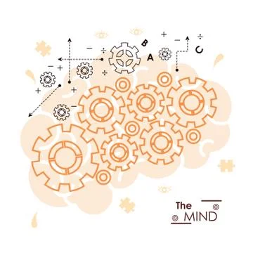 The mind gears collaboration team work mechanic function Stock Illustration