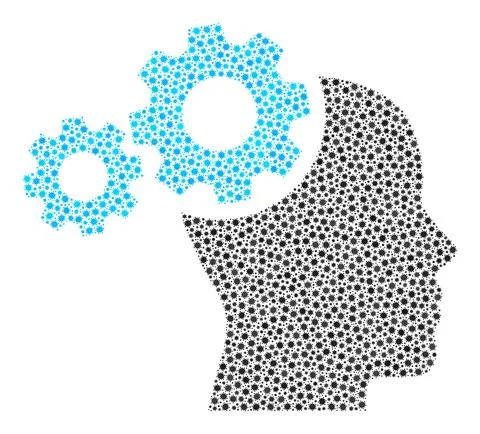 Mind Gears Composition Icon with Coronavirus Infection Elements Illustrazione stock