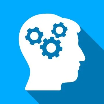 Mind Gears Flat Long Shadow Square Icon Stock Illustration