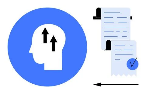 Mind Growth and Documentation Process in Simple Blue Vector Art Stockillustratie