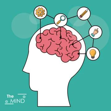 The mind head brain creativity solution knowledge think Stock Illustration