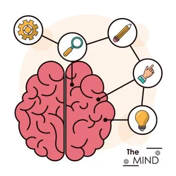 The mind human brain memory smart creative idea Illustrazione stock