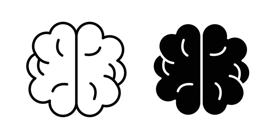 Mind icon silhouette vector set. thin line pack Illustrazione stock