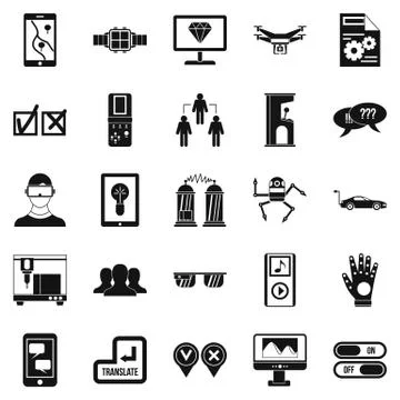 Mind icons set, simple style 스톡 일러스트