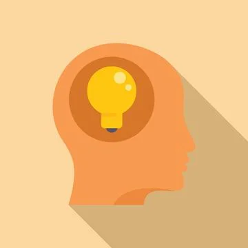Mind idea icon flat vector. Solution light 스톡 일러스트