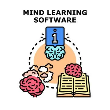 Mind learning software system process illustration Stock Illustration