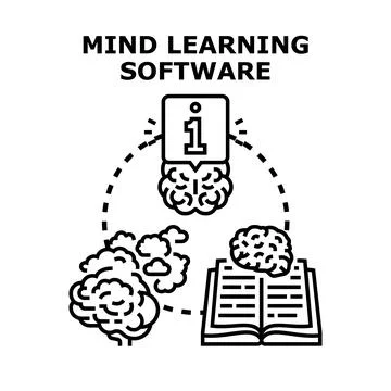 Mind learning software system process illustration Stock Illustration