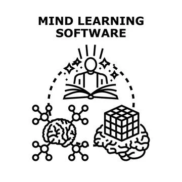 Mind learning software technology concept developing Stock Illustration
