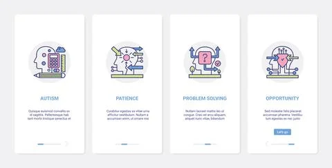 Mind line process of communication problem solving UX, UI mobile app page screen 스톡 일러스트